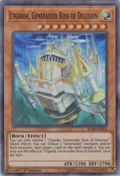 1st Edition, Effect Monster, Ignition Assault, Light, Rock, Super Rare, Unlimited Utgarda, Generaider Boss of Delusion [IGAS-EN022] Super Rare - Trading Card World
