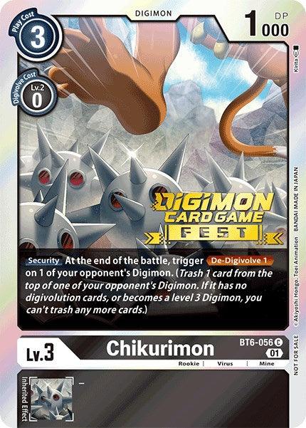 Black, BT6-056, Digimon, Double Diamond Promos, Mine, Promo, Rookie, Virus Chikurimon [BT6-056] (Digimon Card Game Fest 2022) [Double Diamond Promos] - Trading Card World