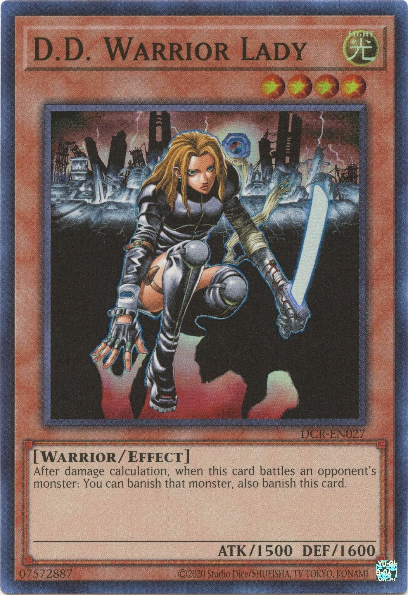 Dark Crisis (25th Anniversary Edition), Effect Monster, Light, Super Rare, Unlimited, Warrior D.D. Warrior Lady (25th Anniversary) [DCR-EN027] Super Rare - Trading Card World