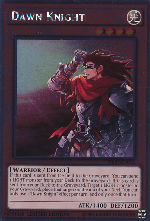 Effect Monster, Light, Limited, Noble Knights of the Round Table Box Set, Platinum Rare, Warrior Dawn Knight [NKRT-EN016] Platinum Rare - Trading Card World