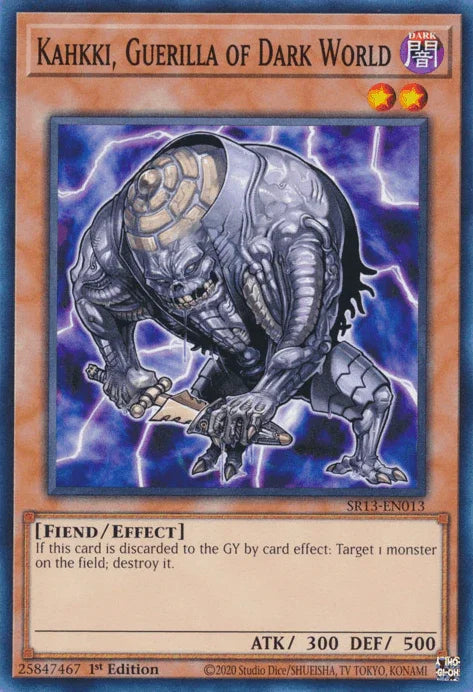 1st Edition, Common, Dark, Effect Monster, Fiend, Structure Deck: Dark World Kahkki, Guerilla of Dark World [SR13-EN013] Common - Trading Card World