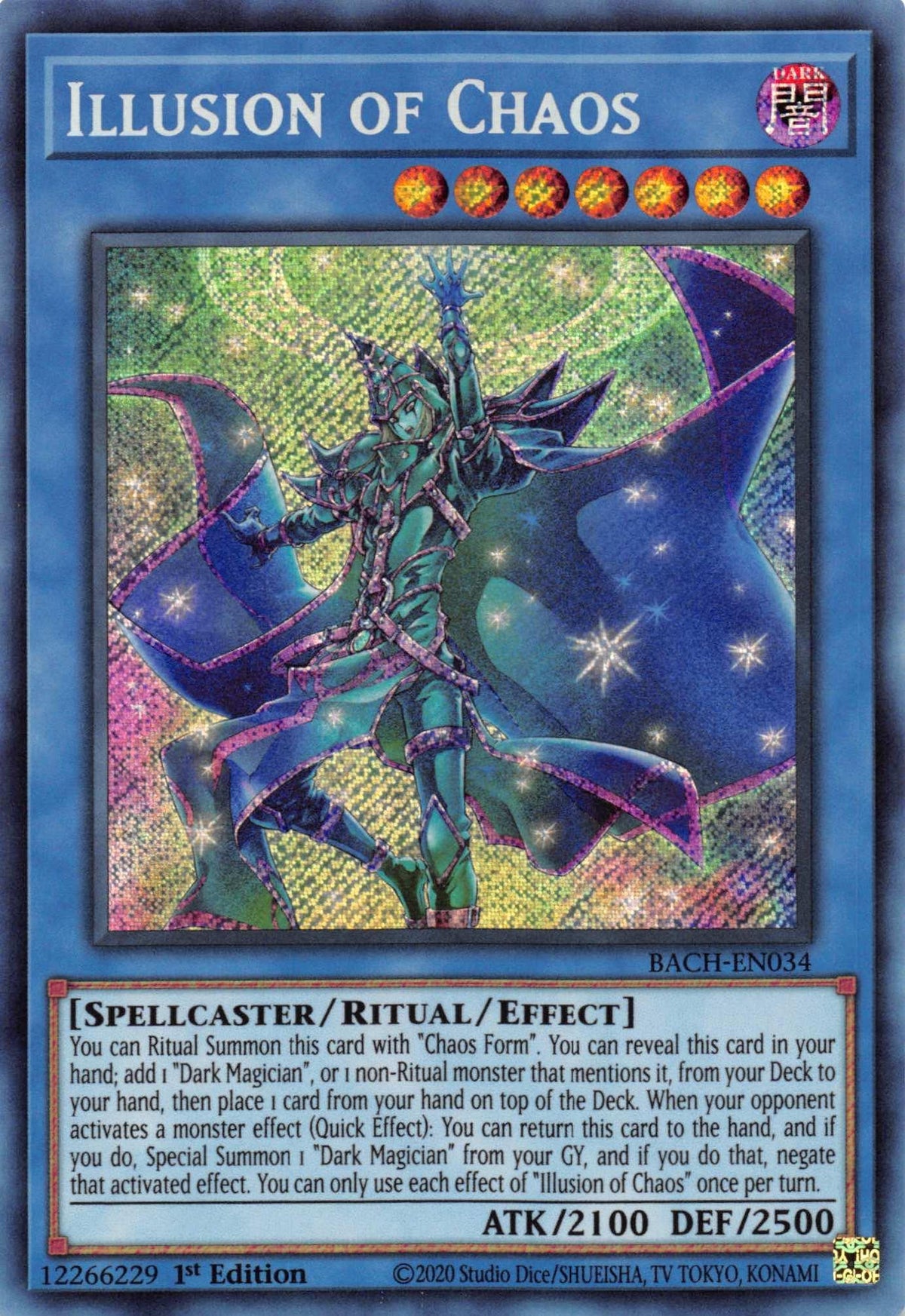 1st Edition, Battle of Chaos, Dark, Ritual/Effect Monster, Spellcaster, Starlight Rare Illusion of Chaos [BACH-EN034] Starlight Rare - Trading Card World