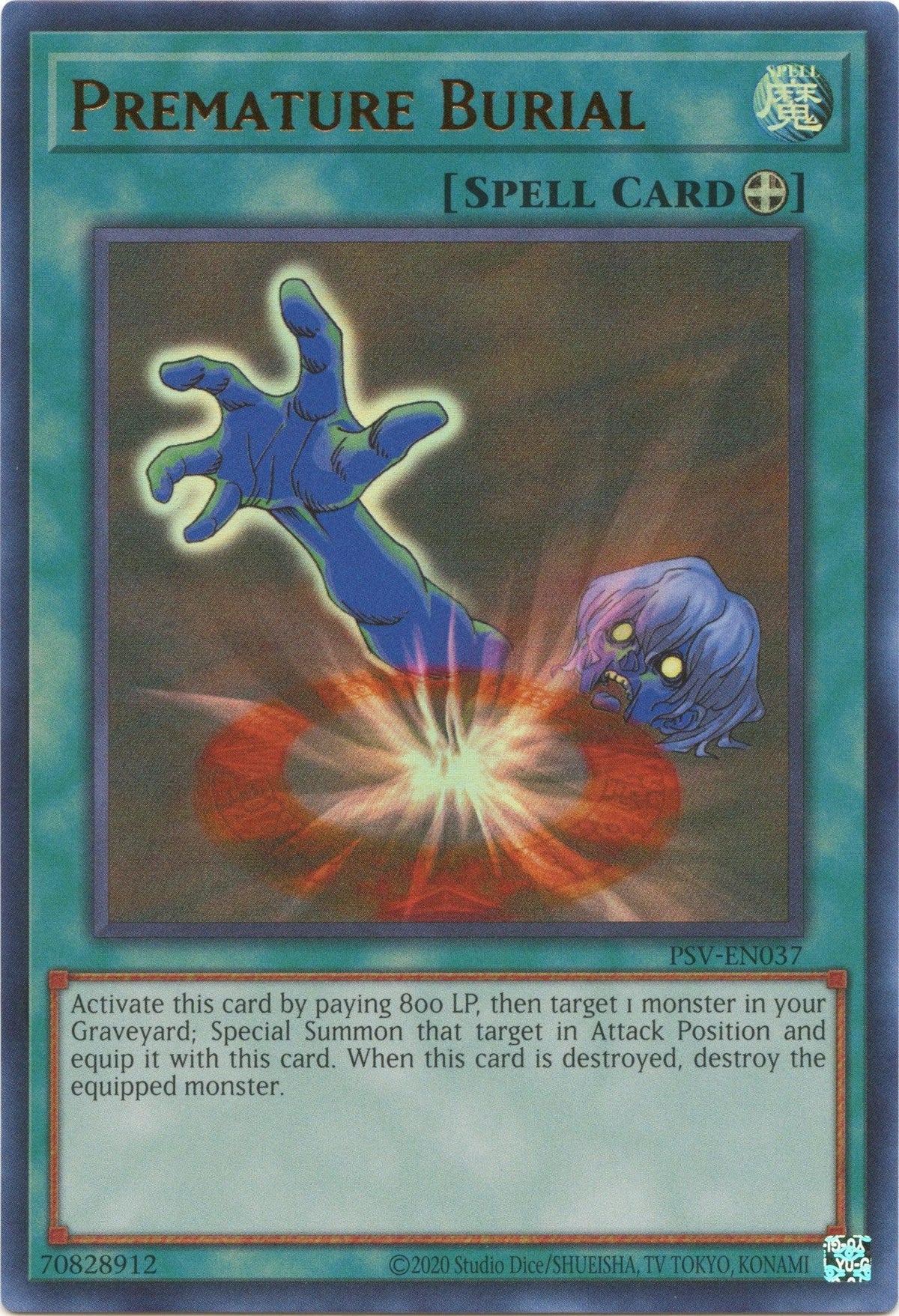 Equip Spell, Pharaoh's Servant (25th Anniversary Edition), Spell, Ultra Rare, Unlimited Premature Burial (25th Anniversary) [PSV-EN037] Ultra Rare - Trading Card World