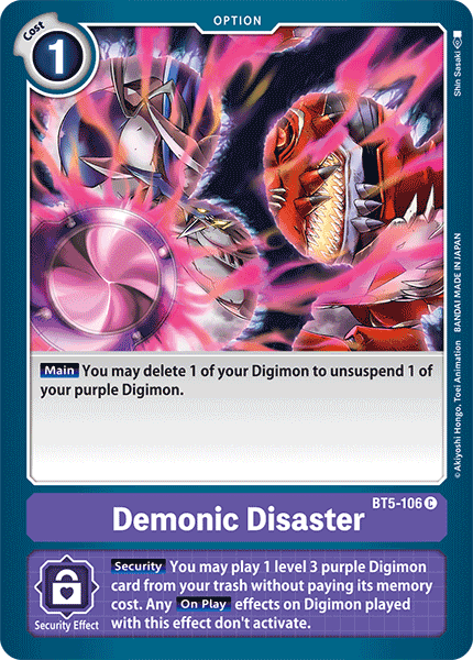 Battle of Omni, BT5-106, Common, Option, Purple Demonic Disaster [BT5-106] [Battle of Omni] - Trading Card World