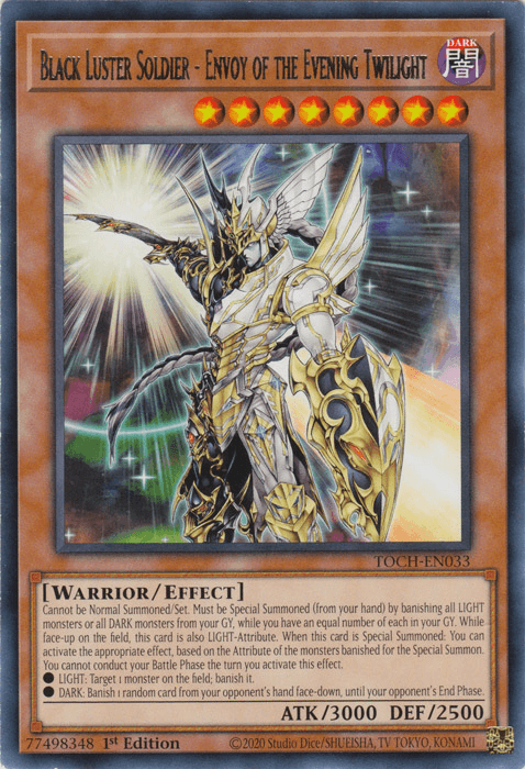 1st Edition, Dark, Effect Monster, Rare, Toon Chaos, Unlimited, Warrior Black Luster Soldier - Envoy of the Evening Twilight [TOCH-EN033] Rare - Trading Card World