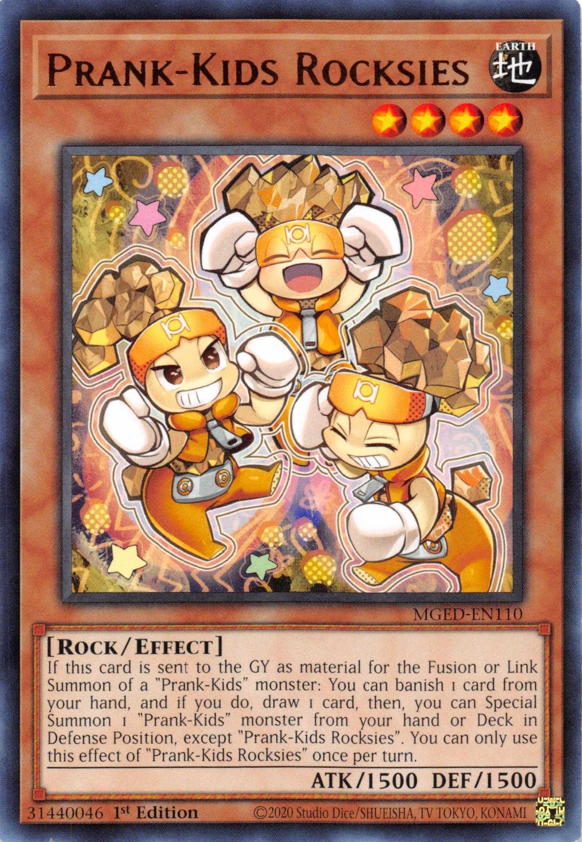 1st Edition, Earth, Effect Monster, Maximum Gold: El Dorado, Rare, Rock Prank-Kids Rocksies [MGED-EN110] Rare - Trading Card World