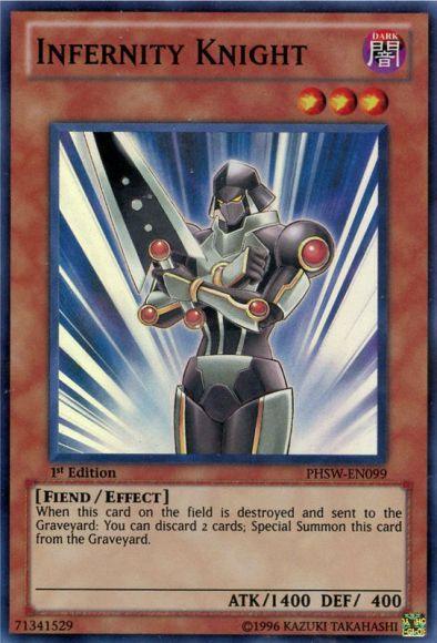 1st Edition, Dark, Effect Monster, Fiend, Photon Shockwave, Super Rare, Unlimited Infernity Knight [PHSW-EN099] Super Rare - Trading Card World