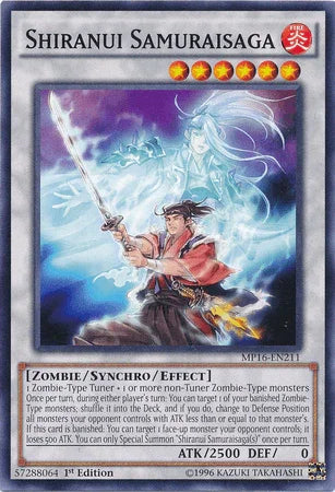 1st Edition, 2016 Mega-Tins Mega Pack, Common, Fire, Synchro/Effect Monster, Unlimited, Zombie Shiranui Samuraisaga [MP16-EN211] Common - Trading Card World