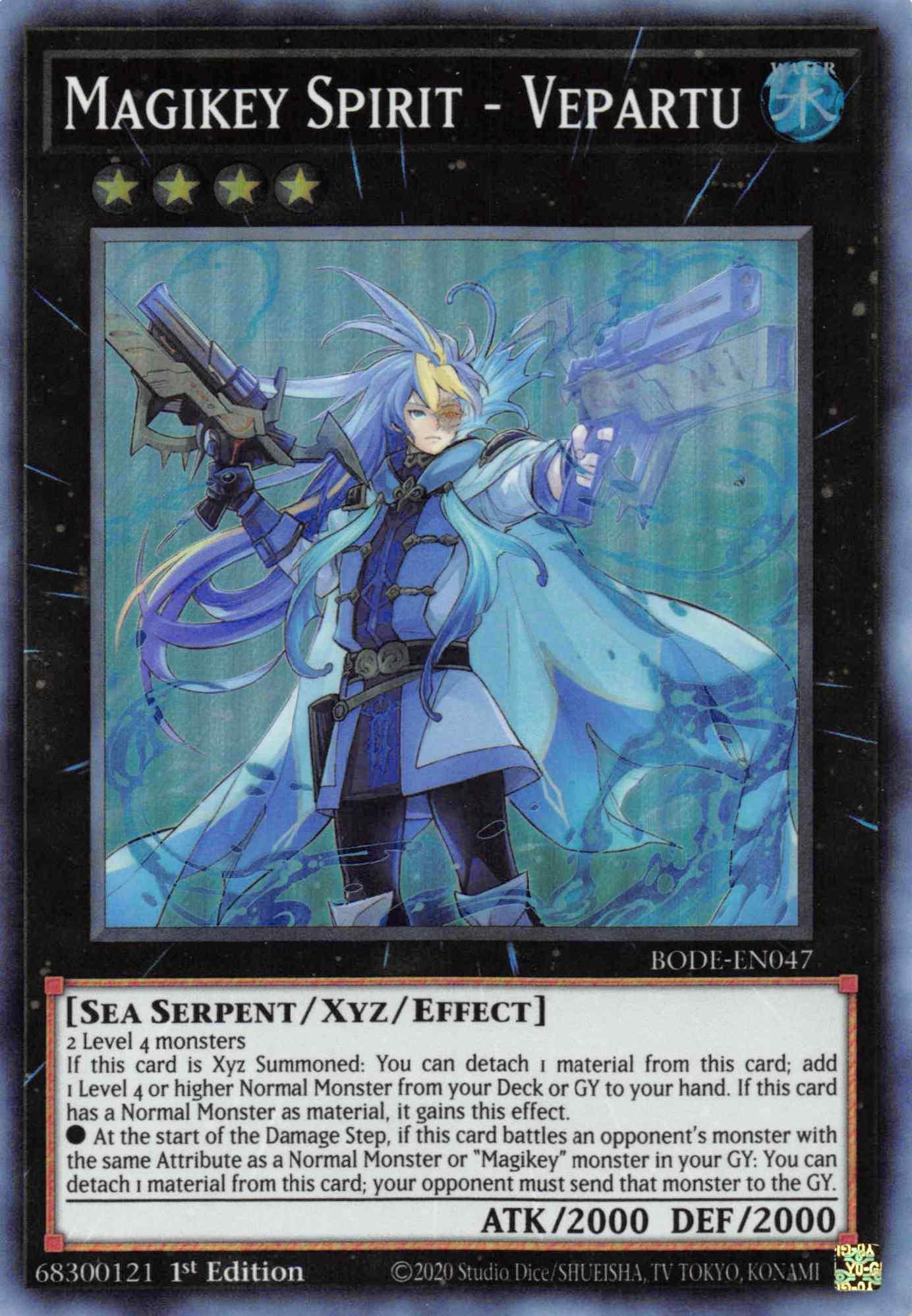 1st Edition, Burst of Destiny, Sea Serpent, Super Rare, Water, Xyz/Effect Monster Magikey Spirit - Vepartu [BODE-EN047] Super Rare - Trading Card World