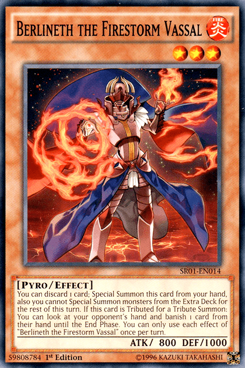 1st Edition, Common, Effect Monster, Fire, Pyro, Structure Deck: Emperor of Darkness, Unlimited Berlineth the Firestorm Vassal [SR01-EN014] Common - Trading Card World