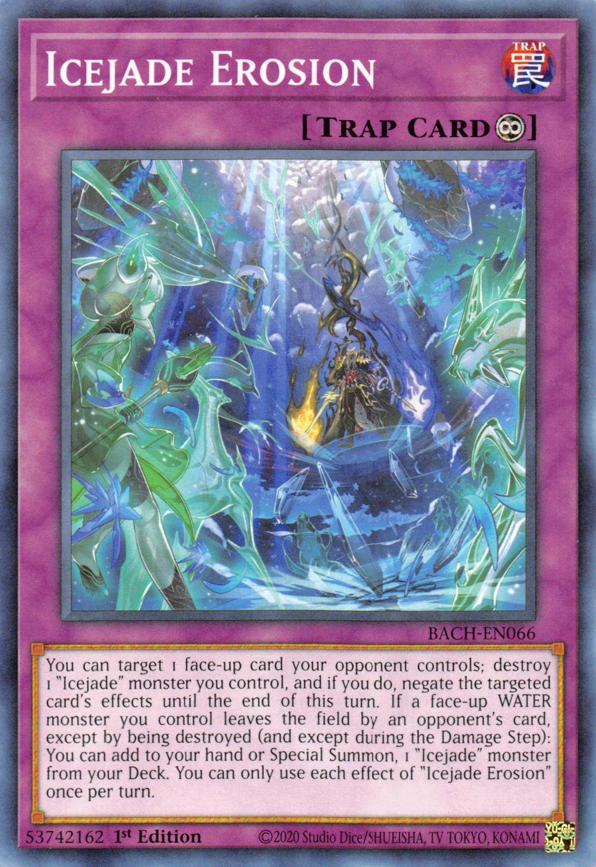 1st Edition, Battle of Chaos, Common, Continuous Trap, Trap Icejade Erosion [BACH-EN066] Common - Trading Card World