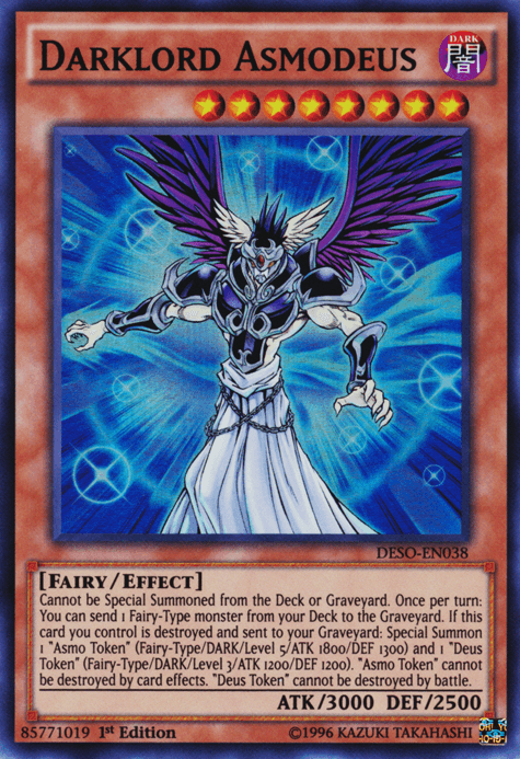 1st Edition, Dark, Destiny Soldiers, Effect Monster, Fairy, Super Rare Darklord Asmodeus [DESO-EN038] Super Rare - Trading Card World