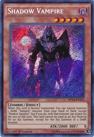 1st Edition, 2014 Mega-Tins Mega Pack, Dark, Effect Monster, Secret Rare, Zombie Shadow Vampire [MP14-EN152] Secret Rare - Trading Card World
