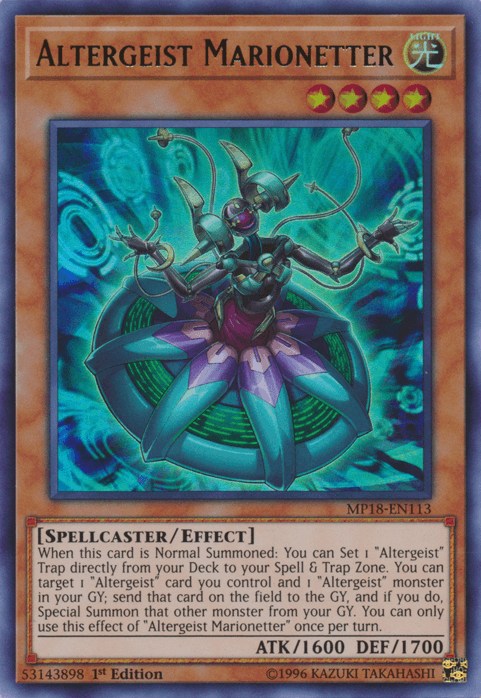 1st Edition, 2018 Mega-Tins Mega Pack, Effect Monster, Light, Spellcaster, Ultra Rare Altergeist Marionetter [MP18-EN113] Ultra Rare - Trading Card World