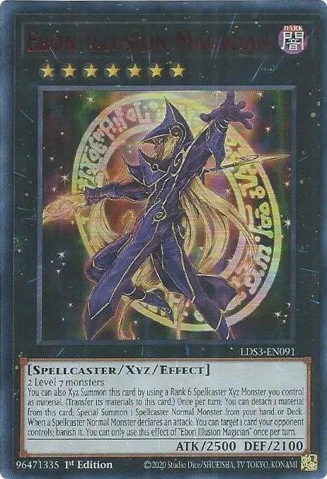 1st Edition, Dark, Legendary Duelists: Season 3, Spellcaster, Ultra Rare, Xyz/Effect Monster Ebon Illusion Magician (Red) [LDS3-EN091] Ultra Rare - Trading Card World