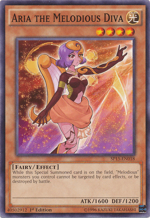 1st Edition, 2015 Mega-Tins Mega Pack, Common, Effect Monster, Fairy, Light Aria the Melodious Diva [MP15-EN070] Common - Trading Card World