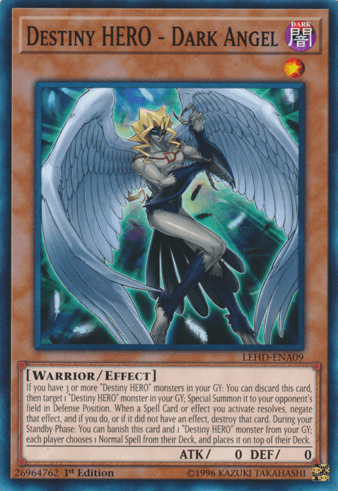 1st Edition, Common, Dark, Effect Monster, Legendary Hero Decks, Warrior Destiny Hero - Dark Angel [LEHD-ENA09] Common - Trading Card World