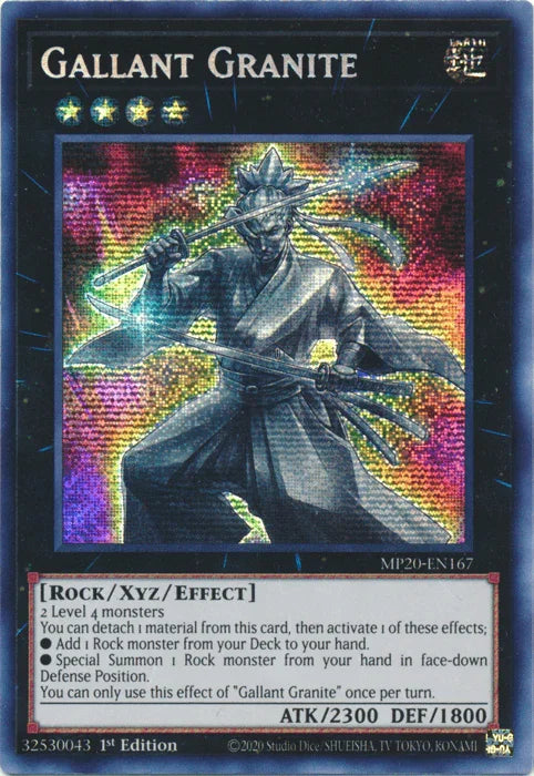 1st Edition, 2020 Tin of Lost Memories, Earth, Prismatic Secret Rare, Rock, Xyz/Effect Monster Gallant Granite [MP20-EN167] Prismatic Secret Rare - Trading Card World