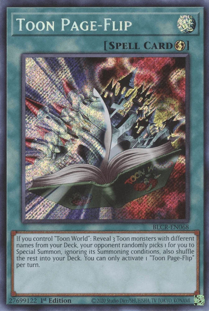 1st Edition, Battles of Legend: Crystal Revenge, Quick-Play Spell, Secret Rare, Spell Toon Page-Flip [BLCR-EN068] Secret Rare - Trading Card World