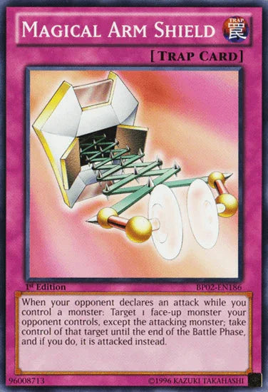 1st Edition, Battle Pack 2: War of the Giants, Common, Normal Trap, Trap, Unlimited Magical Arm Shield [BP02-EN186] Common - Trading Card World
