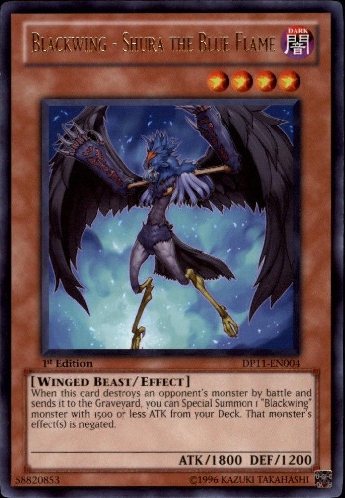 1st Edition, Dark, Duelist Pack 11: Crow, Effect Monster, Rare, Winged Beast Blackwing - Shura the Blue Flame [DP11-EN004] Rare - Trading Card World