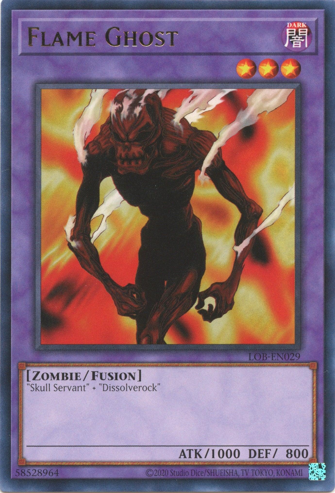 Dark, Fusion Monster, Legend of Blue Eyes White Dragon (25th Anniversary Edition), Rare, Unlimited, Zombie Flame Ghost (25th Anniversary) [LOB-EN029] Rare - Trading Card World