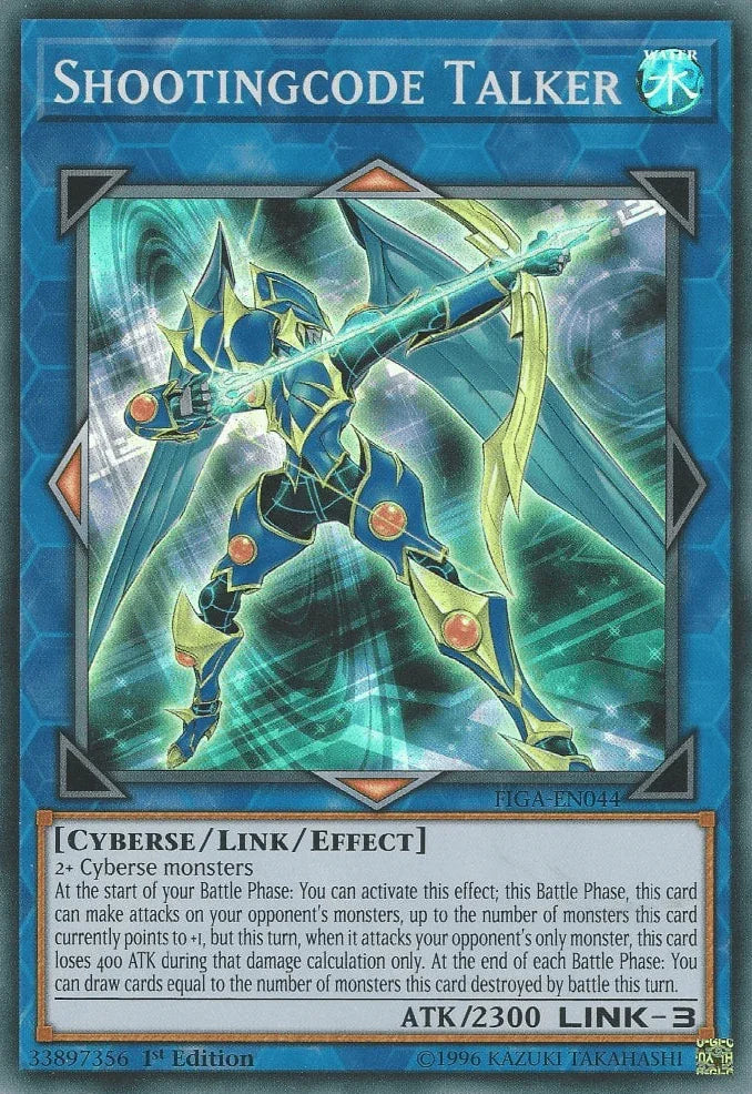 1st Edition, Cyberse, Fists of the Gadgets, Link/Effect Monster, Super Rare, Water Shootingcode Talker [FIGA-EN044] Super Rare - Trading Card World