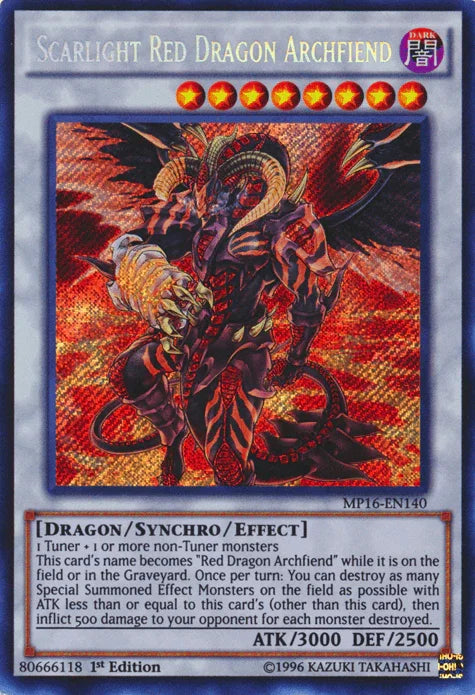 1st Edition, 2016 Mega-Tins Mega Pack, Dark, Dragon, Secret Rare, Synchro/Effect Monster, Unlimited Scarlight Red Dragon Archfiend [MP16-EN140] Secret Rare - Trading Card World