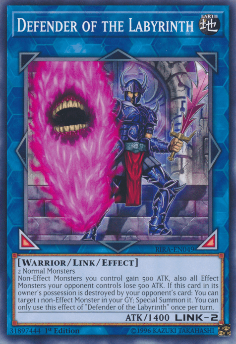 1st Edition, Common, Earth, Link/Effect Monster, Rising Rampage, Unlimited, Warrior Defender of the Labyrinth [RIRA-EN049] Common - Trading Card World