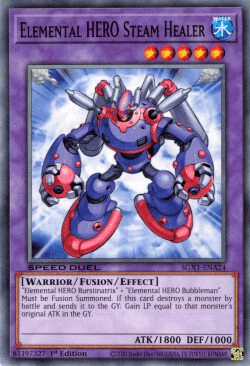 1st Edition, Common, Fusion/Effect Monster, Speed Duel GX: Duel Academy Box, Warrior, Water Elemental HERO Steam Healer [SGX1-ENA24] Common - Trading Card World