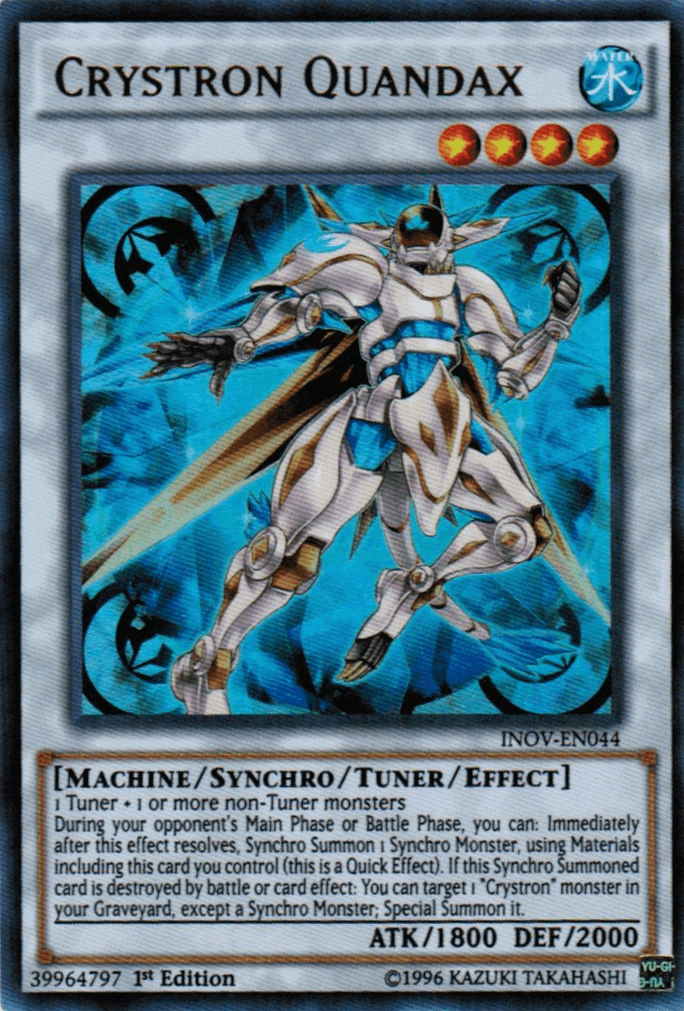 1st Edition, Invasion: Vengeance, Machine, Synchro/Tuner/Effect Monster, Ultra Rare, Unlimited, Water Crystron Quandax [INOV-EN044] Ultra Rare - Trading Card World