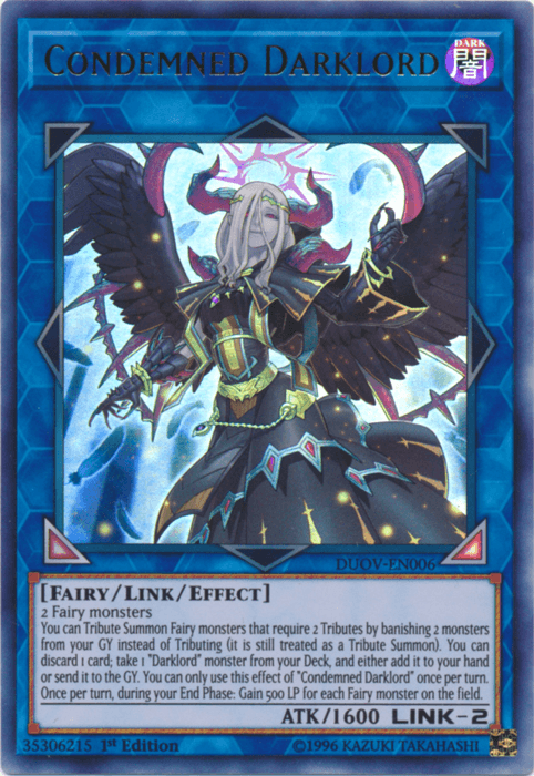 1st Edition, Dark, Duel Overload, Fairy, Link/Effect Monster, Ultra Rare Condemned Darklord [DUOV-EN006] Ultra Rare - Trading Card World