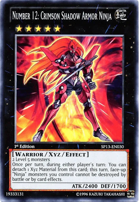 1st Edition, Common, Earth, Star Pack 2013, Unlimited, Warrior, Xyz/Effect Monster Number 12: Crimson Shadow Armor Ninja [SP13-EN030] Common - Trading Card World