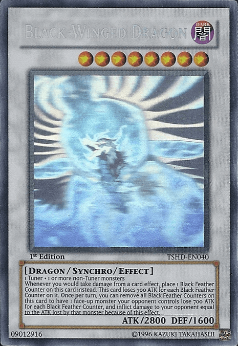1st Edition, Dark, Dragon, Ghost Rare, Synchro/Effect Monster, The Shining Darkness, Unlimited Black-Winged Dragon [TSHD-EN040] Ghost Rare - Trading Card World