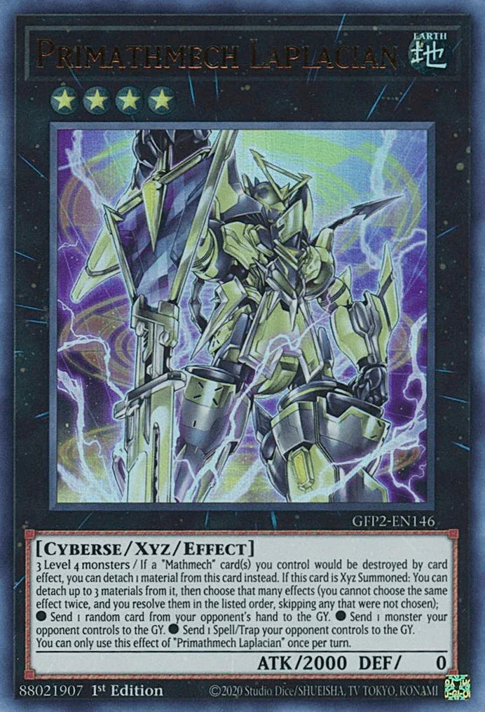 1st Edition, Cyberse, Earth, Ghosts From the Past: The 2nd Haunting, Ultra Rare, Xyz/Effect Monster Primathmech Laplacian [GFP2-EN146] Ultra Rare - Trading Card World