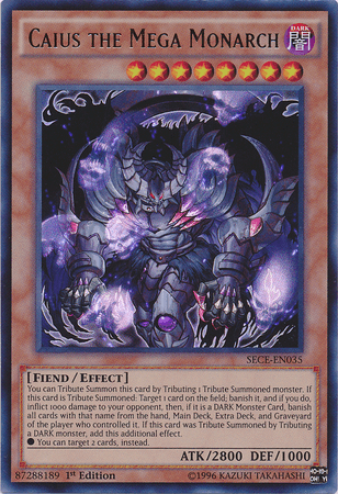 1st Edition, Dark, Effect Monster, Fiend, Secrets of Eternity, Ultra Rare, Unlimited Caius the Mega Monarch [SECE-EN035] Ultra Rare - Trading Card World