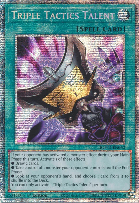 1st Edition, Normal Spell, Rise of the Duelist, Spell, Starlight Rare Triple Tactics Talent [ROTD-EN062] Starlight Rare - Trading Card World