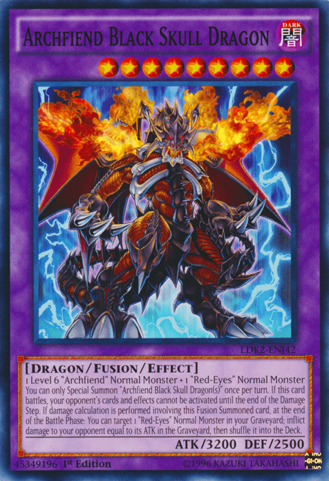 1st Edition, Common, Dark, Dragon, Fusion/Effect Monster, Legendary Decks II, Unlimited Archfiend Black Skull Dragon [LDK2-ENJ42] Common - Trading Card World