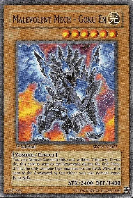 1st Edition, Common, Effect Monster, Light, Structure Deck: Zombie World, Zombie Malevolent Mech - Goku En [SDZW-EN002] Common - Trading Card World