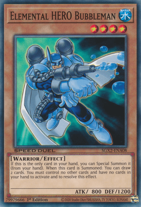 1st Edition, Common, Effect Monster, Speed Duel GX: Midterm Paradox, Warrior, Water Elemental HERO Bubbleman [SGX2-ENA08] Common - Trading Card World