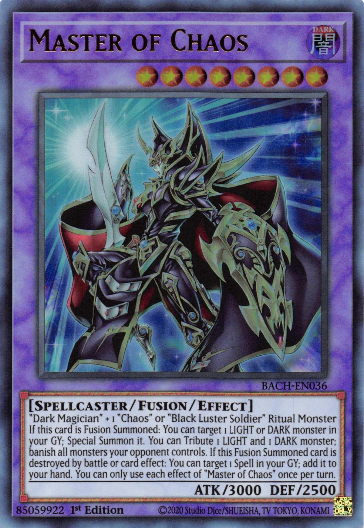 1st Edition, Battle of Chaos, Dark, Fusion/Effect Monster, Spellcaster, Ultra Rare Master of Chaos [BACH-EN036] Ultra Rare - Trading Card World