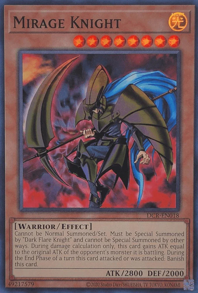 Dark Crisis (25th Anniversary Edition), Effect Monster, Light, Super Rare, Unlimited, Warrior Mirage Knight (25th Anniversary) [DCR-EN018] Super Rare - Trading Card World