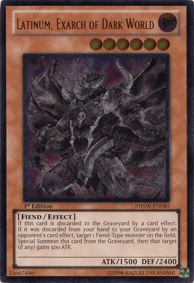1st Edition, Dark, Effect Monster, Fiend, Photon Shockwave, Ultimate Rare, Unlimited Latinum, Exarch of Dark World [PHSW-EN085] Ultimate Rare - Trading Card World