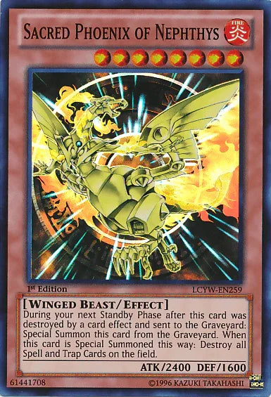 1st Edition, Effect Monster, Fire, Legendary Collection 3: Yugi's World, Super Rare, Unlimited, Winged Beast Sacred Phoenix of Nephthys [LCYW-EN259] Super Rare - Trading Card World