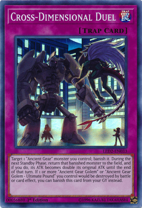 1st Edition, Legendary Duelists: Ancient Millennium, Normal Trap, Super Rare, Trap Cross-Dimensional Duel [LED2-EN033] Super Rare - Trading Card World