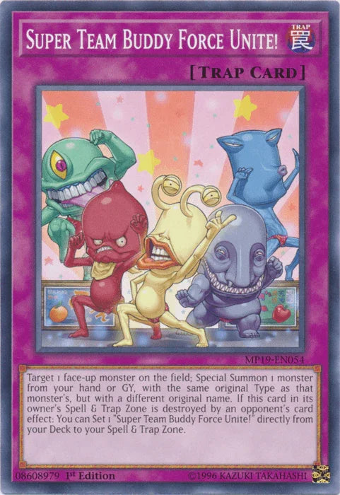 1st Edition, 2019 Gold Sarcophagus Tin Mega Pack, Common, Normal Trap, Trap, Unlimited Super Team Buddy Force Unite! [MP19-EN054] Common - Trading Card World