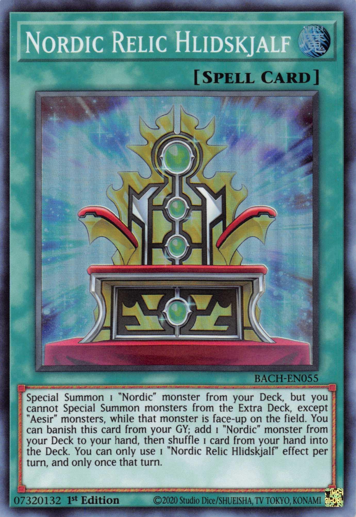 1st Edition, Battle of Chaos, Normal Spell, Spell, Super Rare Nordic Relic Hlidskjalf [BACH-EN055] Super Rare - Trading Card World