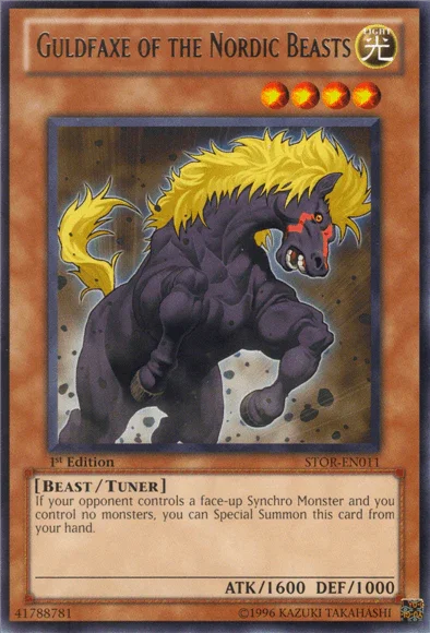 1st Edition, Beast, Light, Rare, Storm of Ragnarok, Tuner Monster, Unlimited Guldfaxe of the Nordic Beasts [STOR-EN011] Rare - Trading Card World