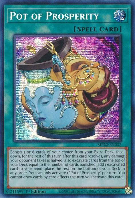 1st Edition, 2022 Tin of the Pharaoh's Gods, Normal Spell, Prismatic Secret Rare, Spell Pot of Prosperity [MP22-EN037] Prismatic Secret Rare - Trading Card World