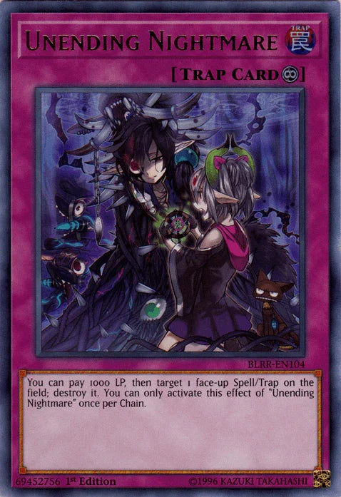 1st Edition, Battles of Legend: Relentless Revenge, Continuous Trap, Trap, Ultra Rare Unending Nightmare [BLRR-EN104] Ultra Rare - Trading Card World
